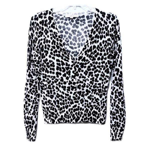 LOFT Leopard Animal Print Cotton Cardigan XS - Picture 1 of 9
